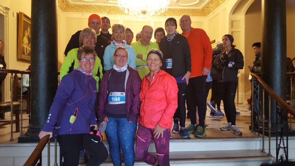 The Saturday Morning Crew in Upton House after the Winter Warmer with Tara McLintic front left